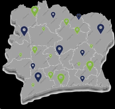 Carte des points Valsoria en Côte d’Ivoire